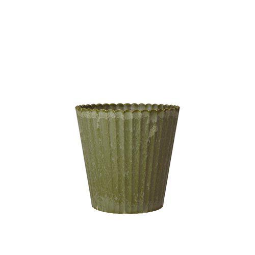 100% Recycled plastic medium Scalloped Planter - Green