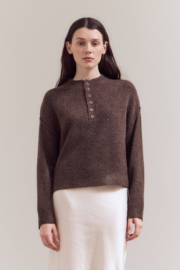 Button Detail Sweater in Chestnut