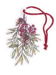 Christmas Sprig Gift tags with red ribbon