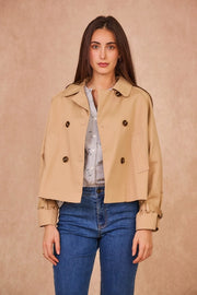 model wearing Violette Short Trench Jacket