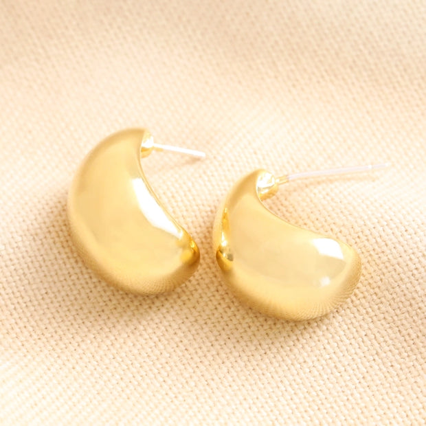 Chunky Teardrop Half Hoop Earrings in Gold. Lisa Angel