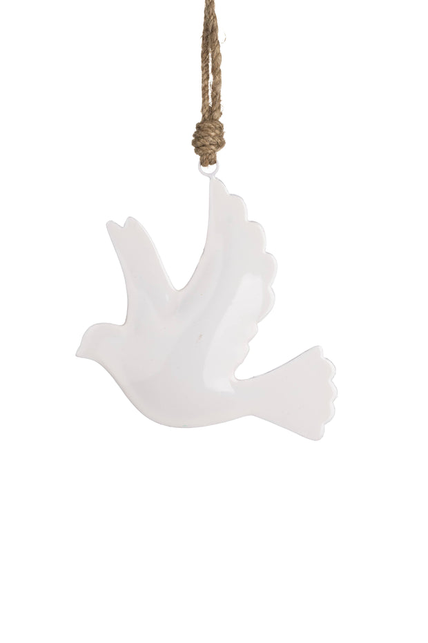 White Enamel Dove Ornament