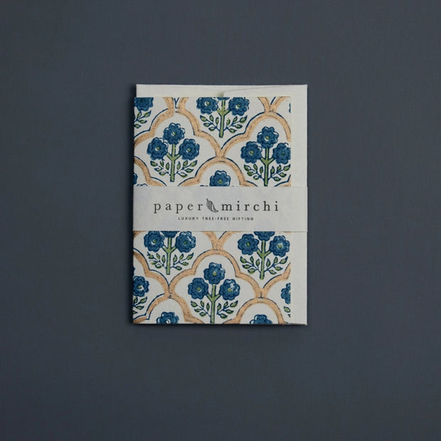 Hand Block Printed Greeting Card - Trellis Indigo
