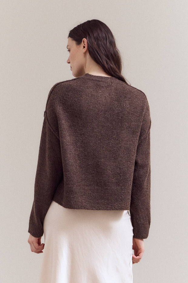Button Detail Sweater in Chestnut