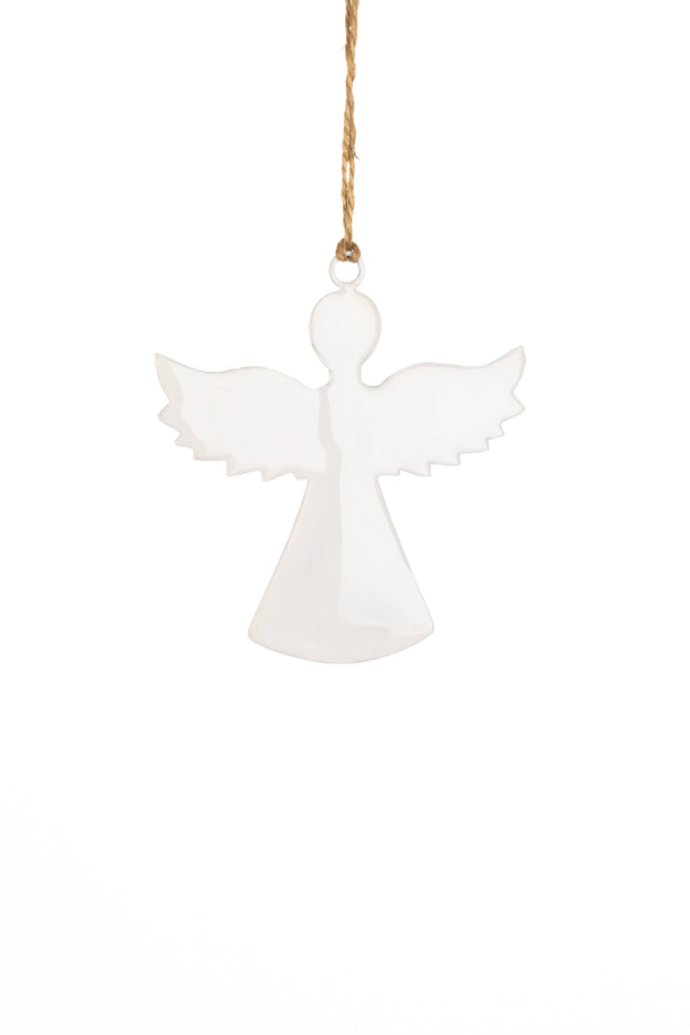White Enamel Angel Ornament