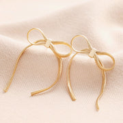 E092 Bow Snake Chain Statement Stud Earrings in Gold