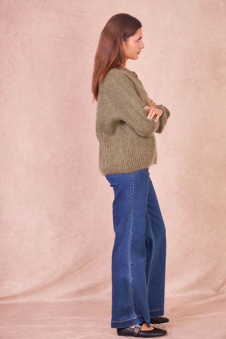 Mohair Blend Cardigan in Brown