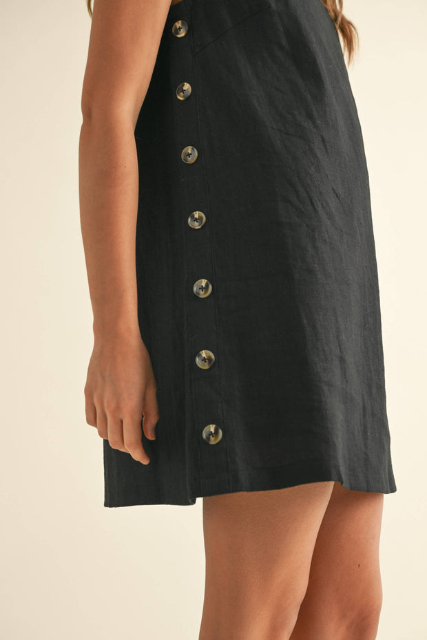 Button Detail Linen Dress