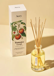 Aery Tomato Leaf diffuser with packaging on a beige background