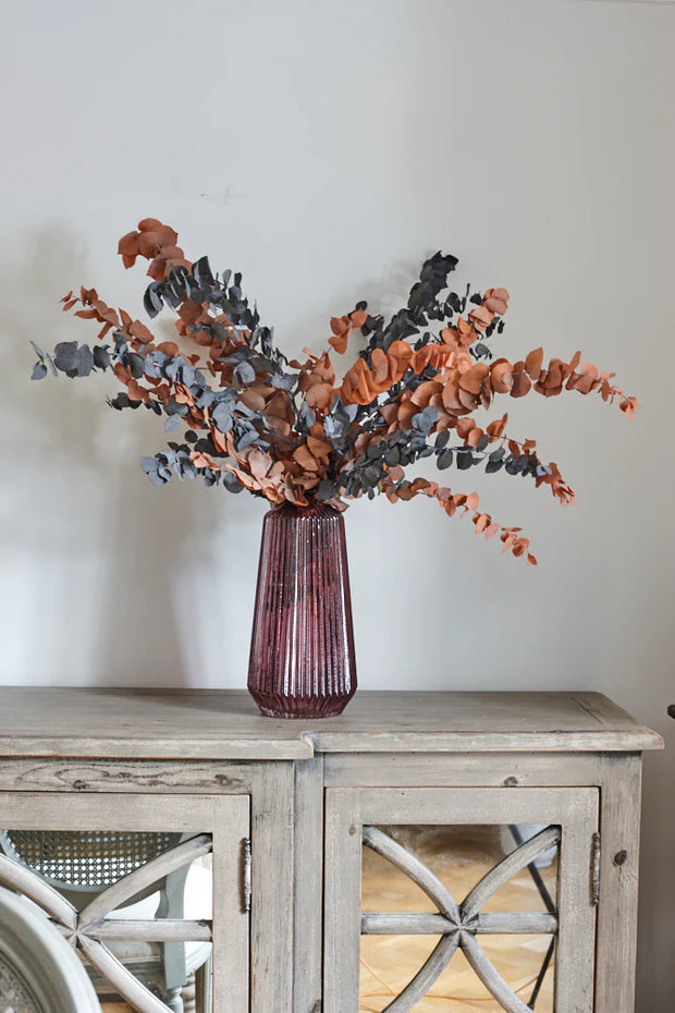 Preserved Eucalyptus Stuartiana foliage- Mixed Autumn Colours in vase