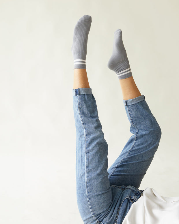 model wearing Grey Bamboo Ankle Sock