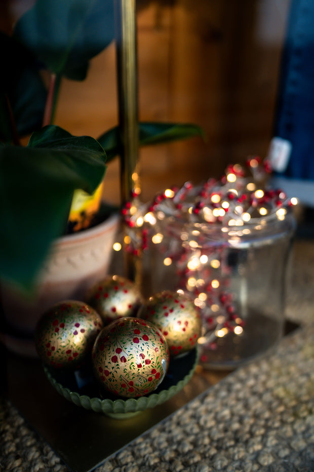3" Gold & Red Bird Hanging Christmas Tree Bauble Decoration