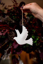White Enamel Dove Ornament - Medium - From Victoria Shop