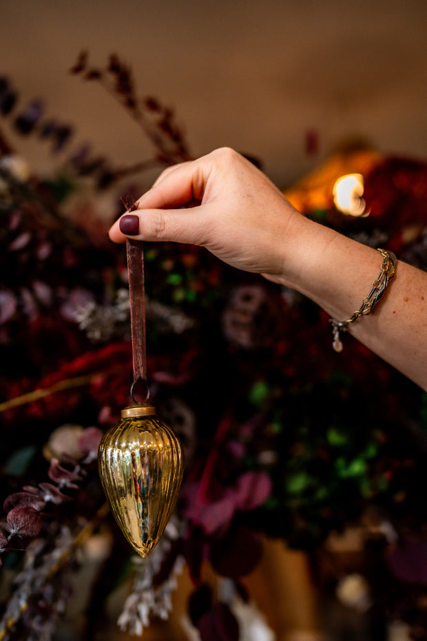 Large Gold Glass Pinecone Christmas Tree Decoration - From Victoria Shop