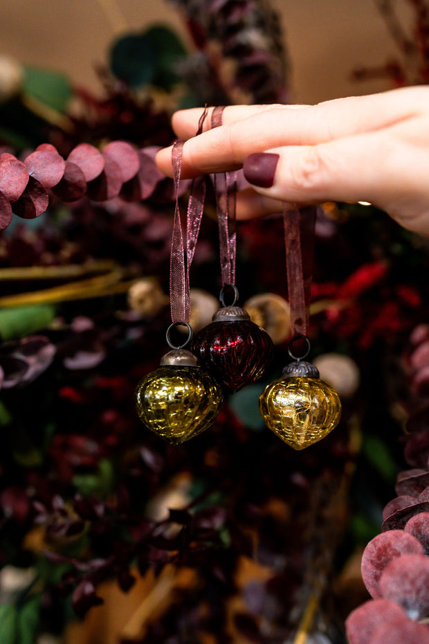 Small Olive Crackle Glass Lantern