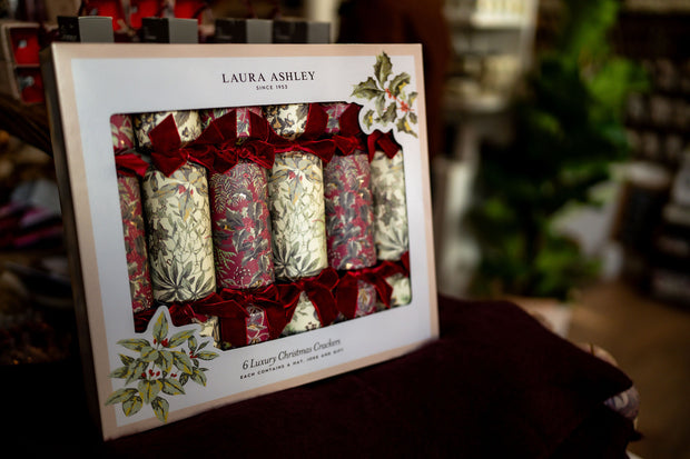 Laura Ashley Red Festive Botanicals 13" Luxury Crackers (6pcs) - From Victoria Shop