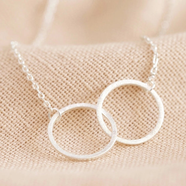 Brushed Double Hoop Necklace in Silver - from victoria shop