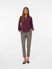 Burgundy Mani L/S shirt on model