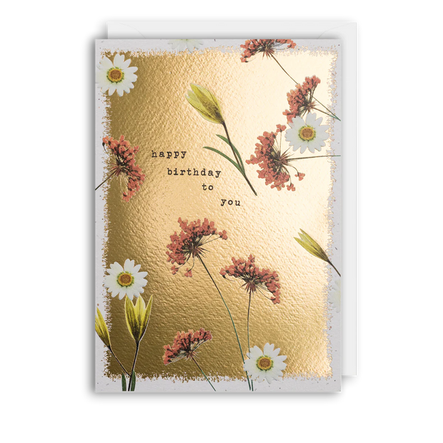 "Happy Birthday To You" Daisy & Pink Meadow - Pressed Flowers, Meraki