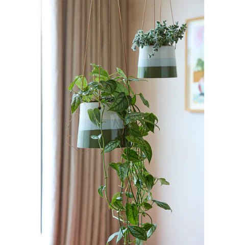 Burgon & Ball Hanging Pot, Blue & Green
