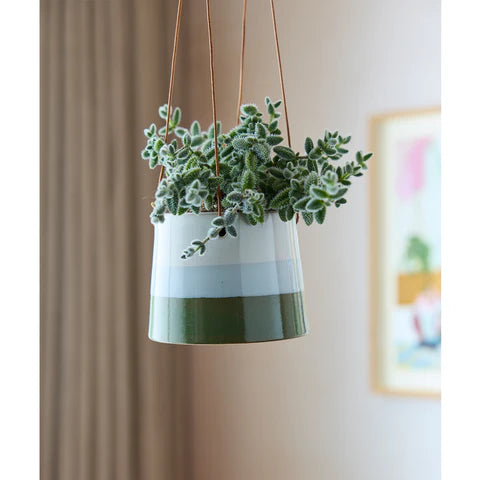 Burgon & Ball Hanging Pot, Blue & Green