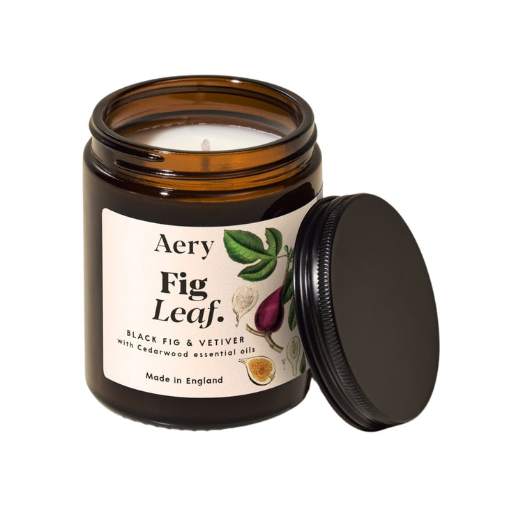 Fig Leaf Scented Jar Candle - Black Fig Vetiver and Cedarwood,