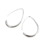 E075 Silver Teardrop Hoop Earrings