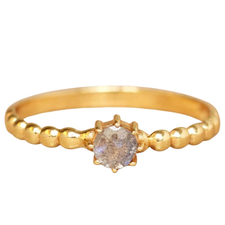 Bubble Detail Labradorite Gold Plated Ring 4216-2