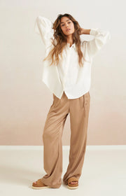 Satin wide leg trousers with side pockets