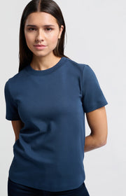 Navy Blue T-shirt with short sleeves, round neck and relaxed fit