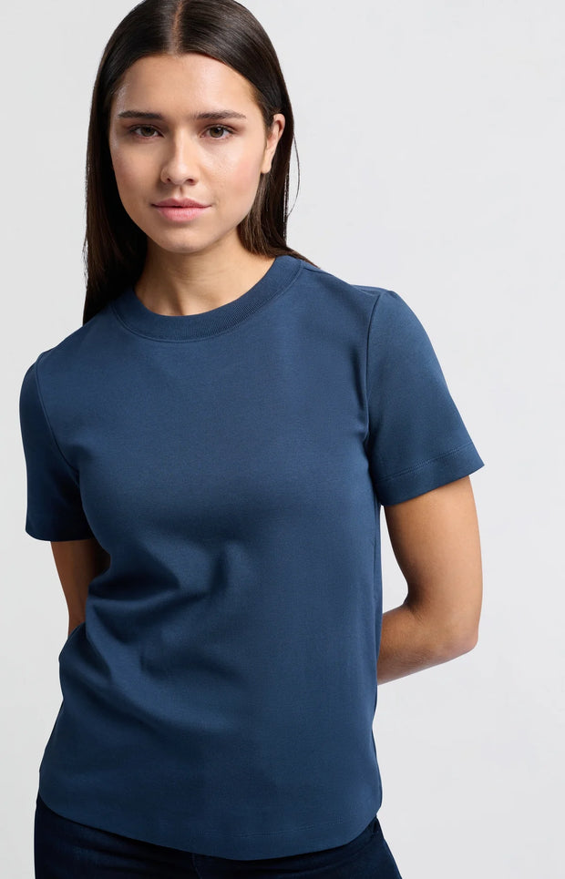 Navy Blue T-shirt with short sleeves, round neck and relaxed fit