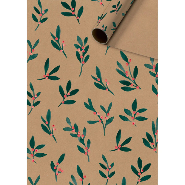 Festive Leaf Pattern 2m Gift Wrap Paper Roll