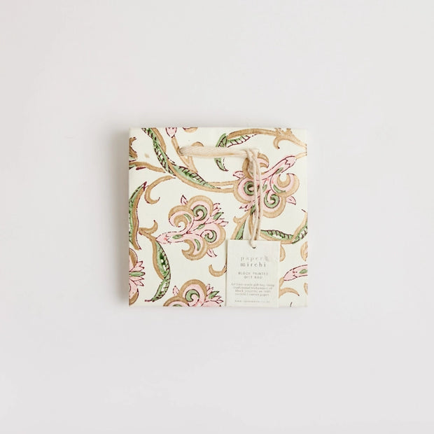 Hand Block Printed Gift Bags (Small) - Iris Glitz Blush