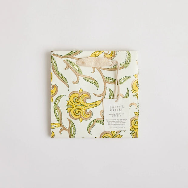 Hand Block Printed Gift Bags (Small) - Iris Glitz Sunshine