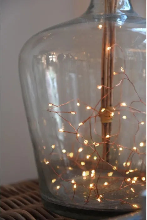 Cluster Copper Lights Indoor/Outdoor 3.2M Battery Powered in glass bottle