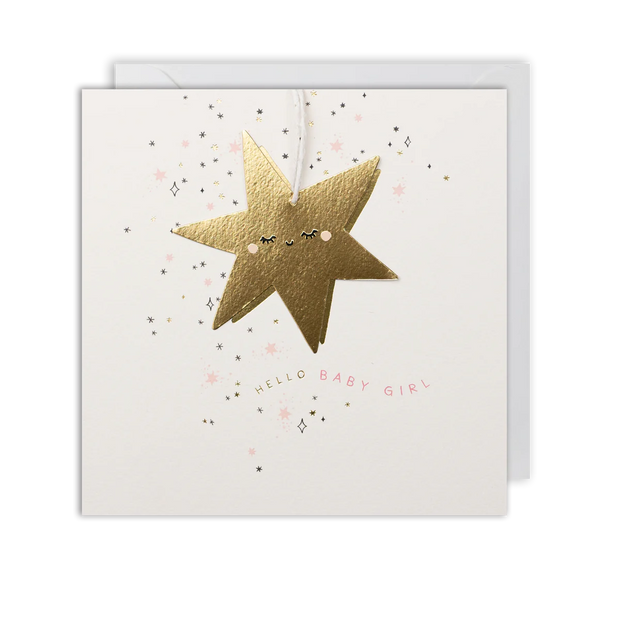 Hello Baby Girl Keepsake Star Card