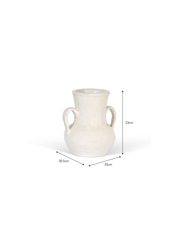Ravello Vase with Handles White with measurements