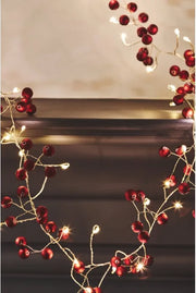 detail Red Berry mains Powered String Lights