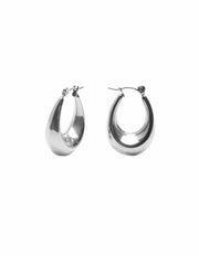 E103 Silver Bold Crescent Hoop Earrings