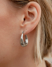 Silver Bold Crescent Hoop Earrings, Nordic Muse