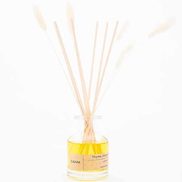Thyme, Olive and Bergamot Diffuser with reeds and decorative bunny tail grasses