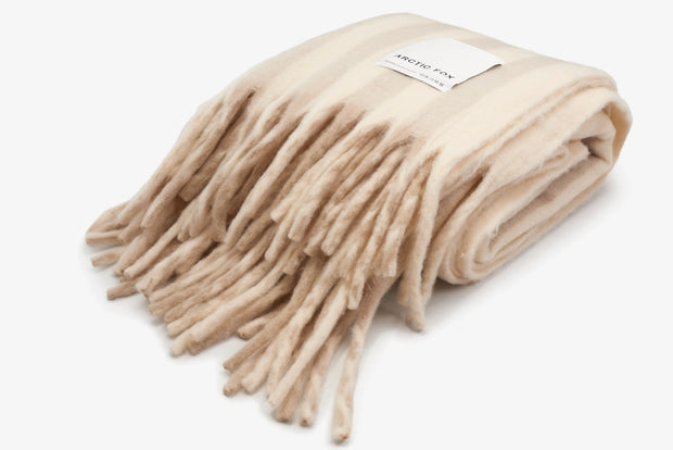 The Wool Stripe Throw - Pale Taupe Stripe. Arctic Fox