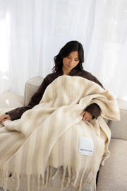 The Wool Stripe Throw - Pale Taupe Stripe