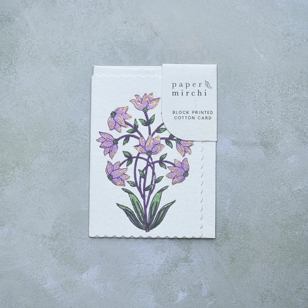 Hand Block Printed Greeting Card - Champaca Lilac