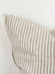 Frayed Edge Linen 45x45cm cushion Natural Beige Stripe - Esmee