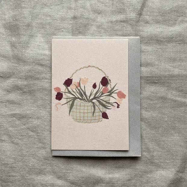 A7 A Basket of Tulips Mini Card by Harriet Watson