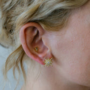 E213 Crystal Starburst Earrings in Gold