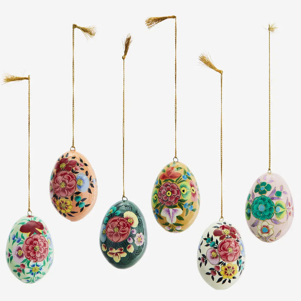 hand made paper mache eggs. Floral decoration