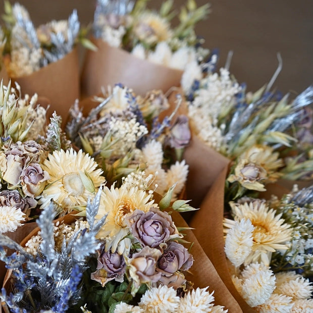 Dried Flowers Meadow Bouquet Frosted White, Small