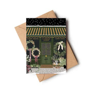 Flower Shop Florist Christmas Window Scene Greetings Card